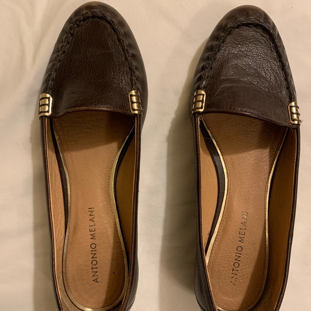 Antonio melani deep brown leather loafers